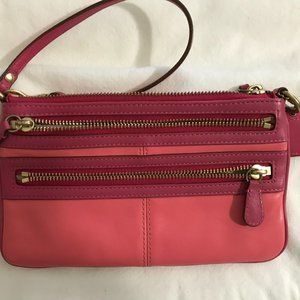Coach Leather Triple Zip Wristlet - Converts to a Shoulder Bag